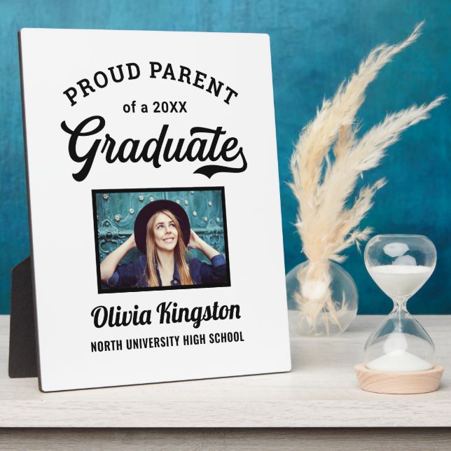 Stolzes Eltern eines 2025 Graduate White Custom Fo Fotoplatte (Seite)