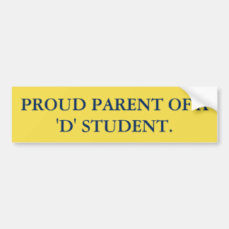 STOLZES ELTERNTEIL VON STUDENTEN A "D" AUTOAUFKLEBER
