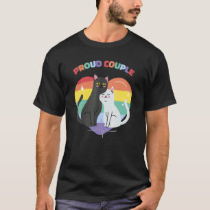 Stolzes Katzenpaar  Lgbt Gay Lesbisch Regenbogen S T-Shirt