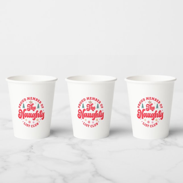 Stolzes Mitglied des Naughty List Club Weihnachten Pappbecher (Multi)