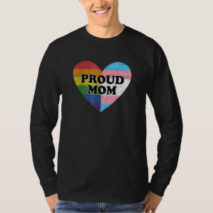 Stolzes Mutterherz Regenbogen und Transgender-Flag T-Shirt