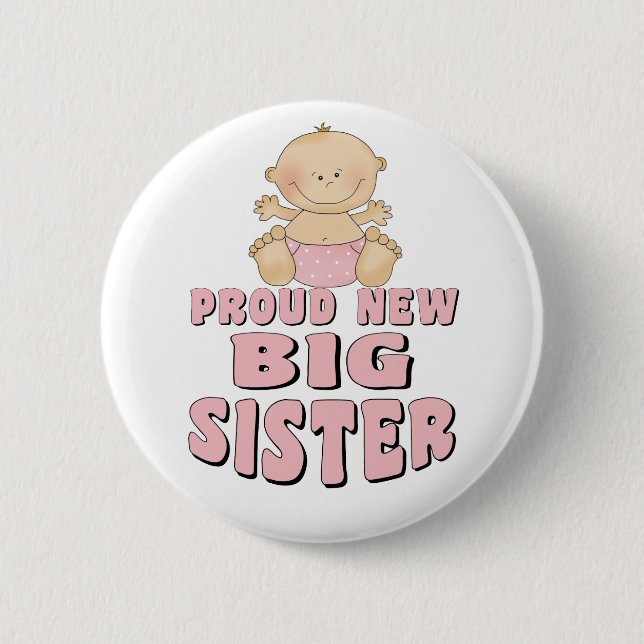 Stolzes neues große Schwester-Mädchen Button (Vorderseite)