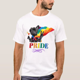 Stolzes Party Hund in Regenbogenkap T-Shirt
