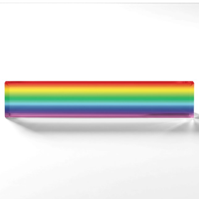 Stolzes Regenbogenfarben lgbtq lgbt Gay Desk Zeich Namensplakette (Vorderseite)