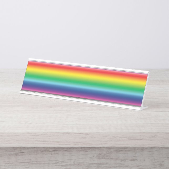 Stolzes Regenbogenfarben lgbtq lgbt Gay Desk Zeich Schreibtischnamensplakette (Vorderseite )
