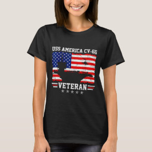 Stolzes USS America CV-66 Veteranen-Flagge Flugzeu T-Shirt
