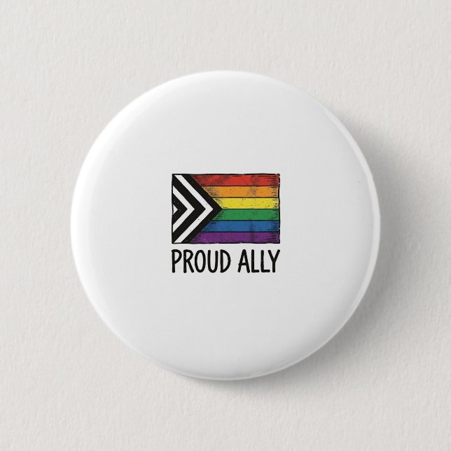 Stolzes Verbündeter Pride Flag Vector T-Shirt Desi Button (Vorderseite)