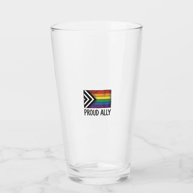 Stolzes Verbündeter Pride Flag Vector T-Shirt Desi Glas (Vorderseite)