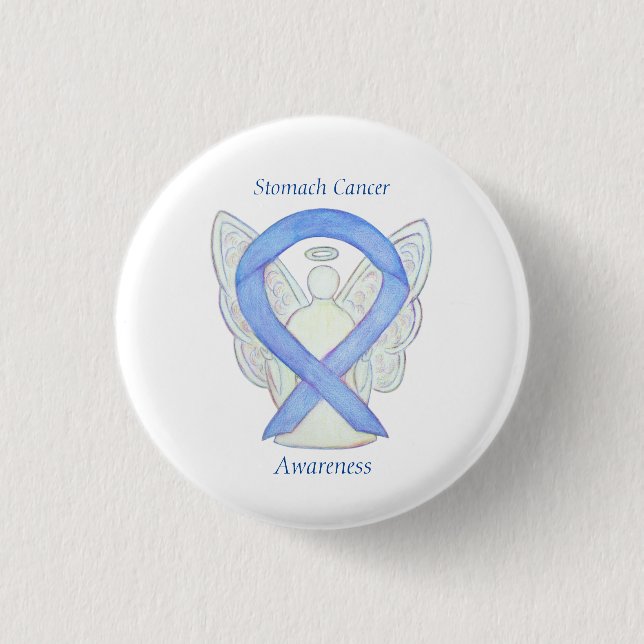 Stomach Cancer Angel Awareness Ribbon Custom Butto Button (Vorderseite)