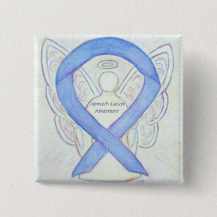 Stomach Cancer Angel Awareness Ribbon Custom Butto Button