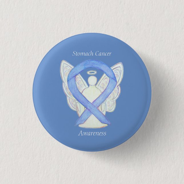 Stomach Cancer Angel Awareness Ribbon Custom Butto Button (Vorderseite)