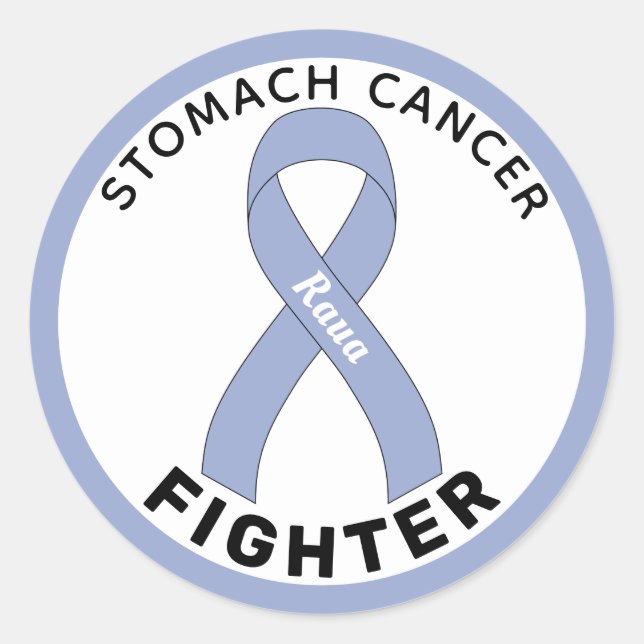 Stomach Cancer Fighter Ribbon White Round Sticker (Vorderseite)