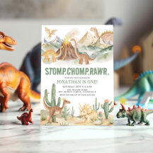 Stomp Chomp Rawr Boy Dinosaur 1. Geburtstags-Party