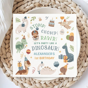 Stomp Chomp Rawr Dinosaur Junge 1. Geburtstag Papi Serviette