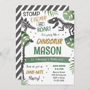Stomp Chomp Roar Dinosaur Invitation Anniversaire