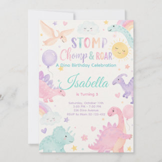 Stomp Chomp & Roar Dinosaur Invitation Editable Einladung