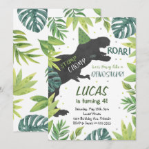 Stomp Chomp Roar Dinosaurier Einladung zum Geburts