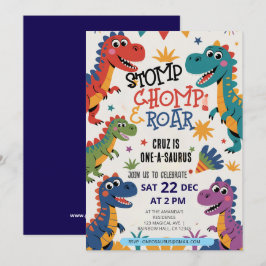 Stomp Chomp Roar Dinosaurier eins a saurus Geburts Einladung