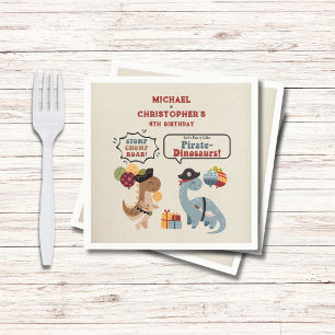 Stomp Chomp Roar Pirate Dinosaur Twin Boy Geburtst Serviette