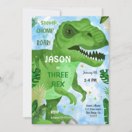 STOMP CHOMP seine Dinosaurier Geburtstagsparty Einladung