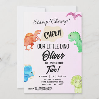 STOMP CHOMP UND CHEW Dinosaurier Einladung zum Geb