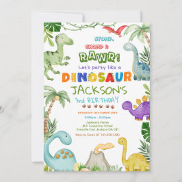 Stomp, Chomp und Roar! Dinosaur Birthday Party Einladung