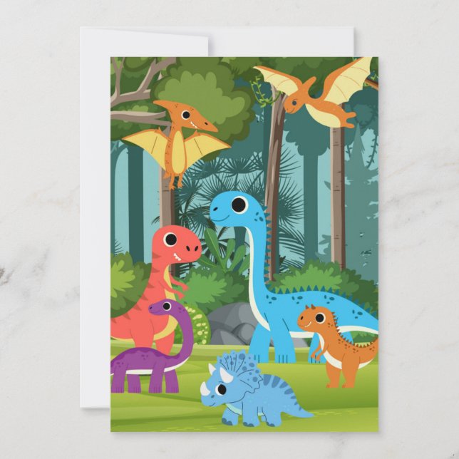 Stomp, Chomp und Roar! Dinosaur Birthday Party Einladung (Rückseite)