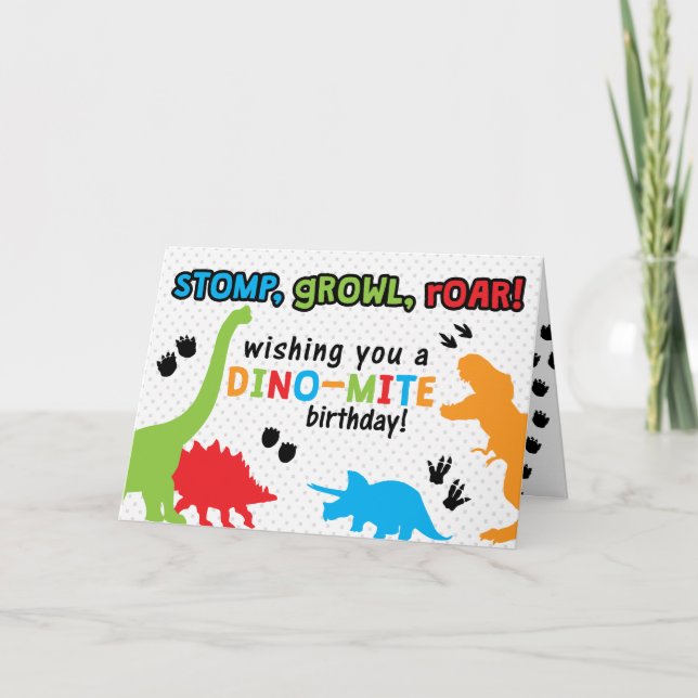 Stomp, Growl, Roar. Dinosaur Happy Birthday - GLS Karte (Vorderseite)