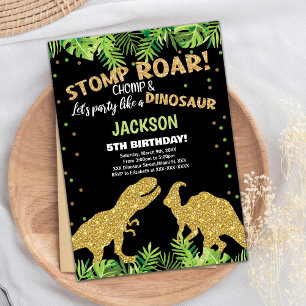 Stomp Roar Parties scintillant Dinosaur Invitation