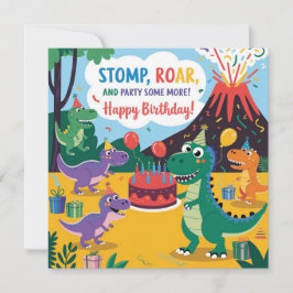 "Stomp, Roar & Party Mehr-Dino-Kinderdesign Karte