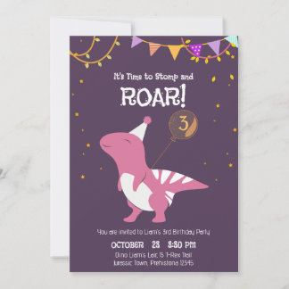 Stomp und Roar 3. Geburtstag Einladung