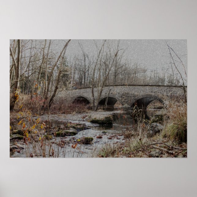 Stone Arch Bridge im Winter - Happy Holidays Poster (Vorne)