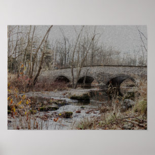 Stone Arch Bridge im Winter - Happy Holidays Poster
