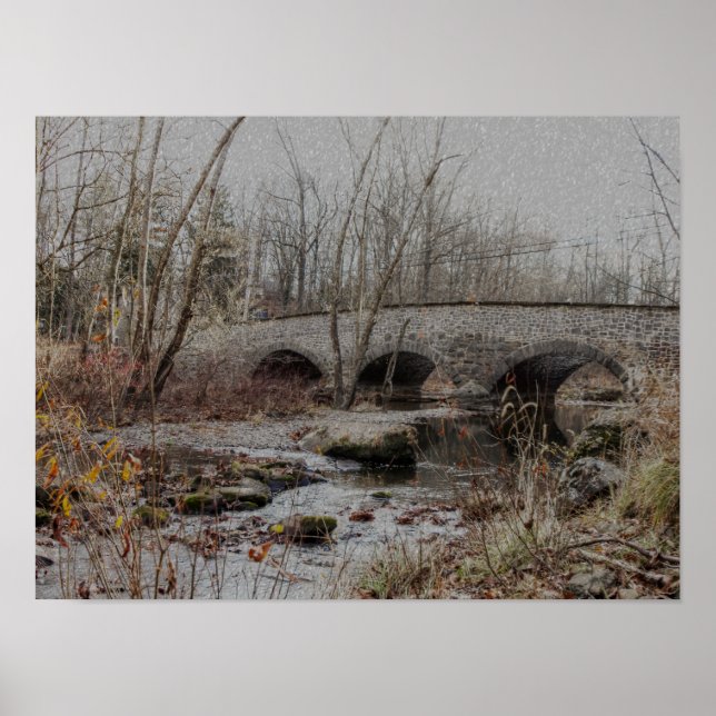 Stone Arch Bridge im Winter - Happy Holidays Poster (Vorne)