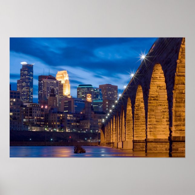 Stone Arch Bridge Minneapolis Skyline poster (Vorne)
