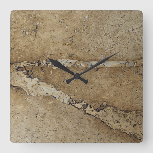 Stone Background - Marble Travertine Rock Template Quadratische Wanduhr (Vorderseite)