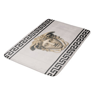 Stone Beige Medusa Griechischer Schlüssel Badematte