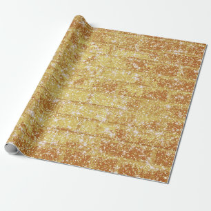 Stone Brick Texture Gold Glitzer Decoupage Geschenkpapier