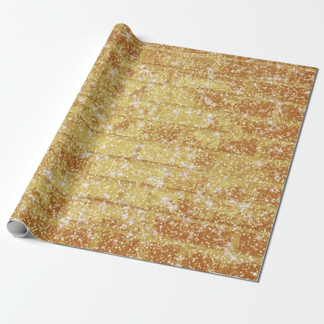 Stone Brick Texture Gold Glitzer Decoupage Geschenkpapier (Ungerollt)