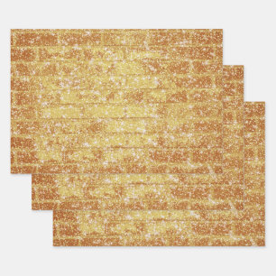 Stone Brick Texture Gold Glitzer Decoupage Geschenkpapier Set