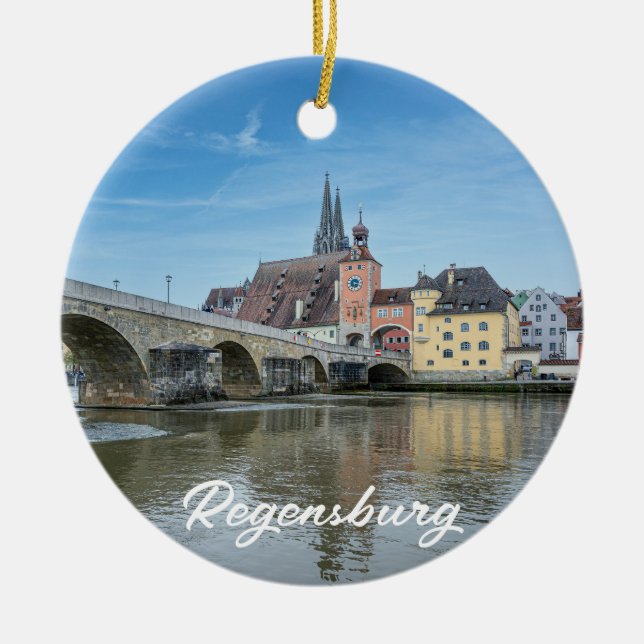 Stone Bridge in Regensburg, Deutschland Keramik Ornament (Vorne)