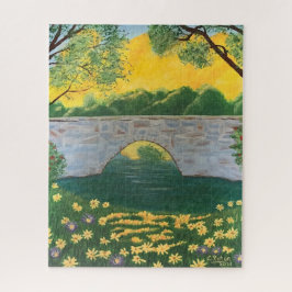 Stone Bridge Lake Blume Gelbe Himmelsfarbe