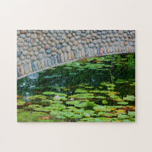 Stone Bridge Lilypads Aquarellmalerei (Horizontal)