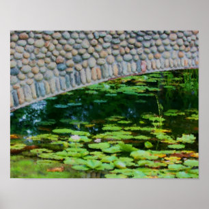 Stone Bridge Lilypads Aquarellmalerei Poster