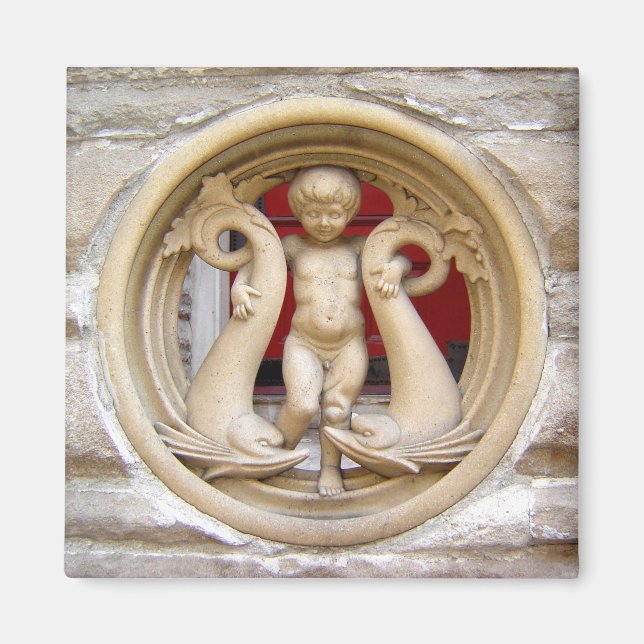 Stone Bürger Granit Putto und Delphine Magnet (Vorne)