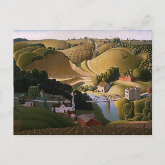 Stone City, 1930 von Grant Wood Postkarte (Vorderseite)