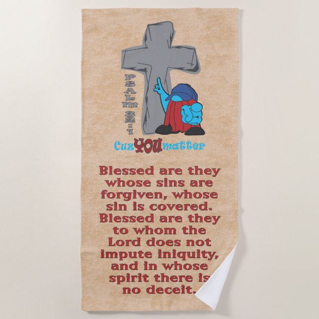 Stone Cross Cuz You Matter Psalm 32 1 Strandtuch (Vorderseite)