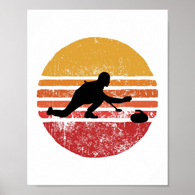 Stone Curling Winter Curler Retro Vintag Poster (Vorne)