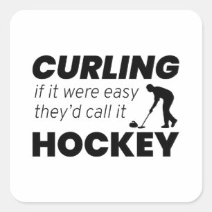 Stone Curling Winter Ice Sport Curler Hockey Quadratischer Aufkleber