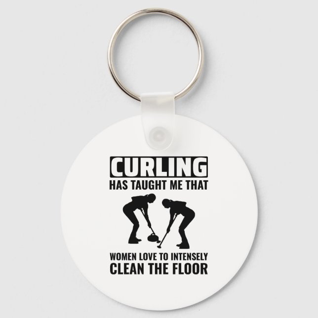 Stone Curling Winter Ice Sportler Schlüsselanhänger (Vorderseite)